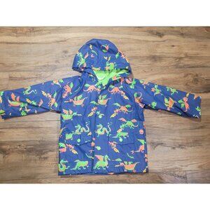 Hatley Blue Green Dragon Print Hooded Rain Jacket Infant Toddler Boys Size 3